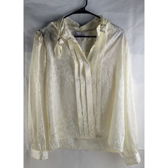 Laura & Jayne Tops - Vintage Laura & Jayne Collection cream jacquard blouse Sz 12